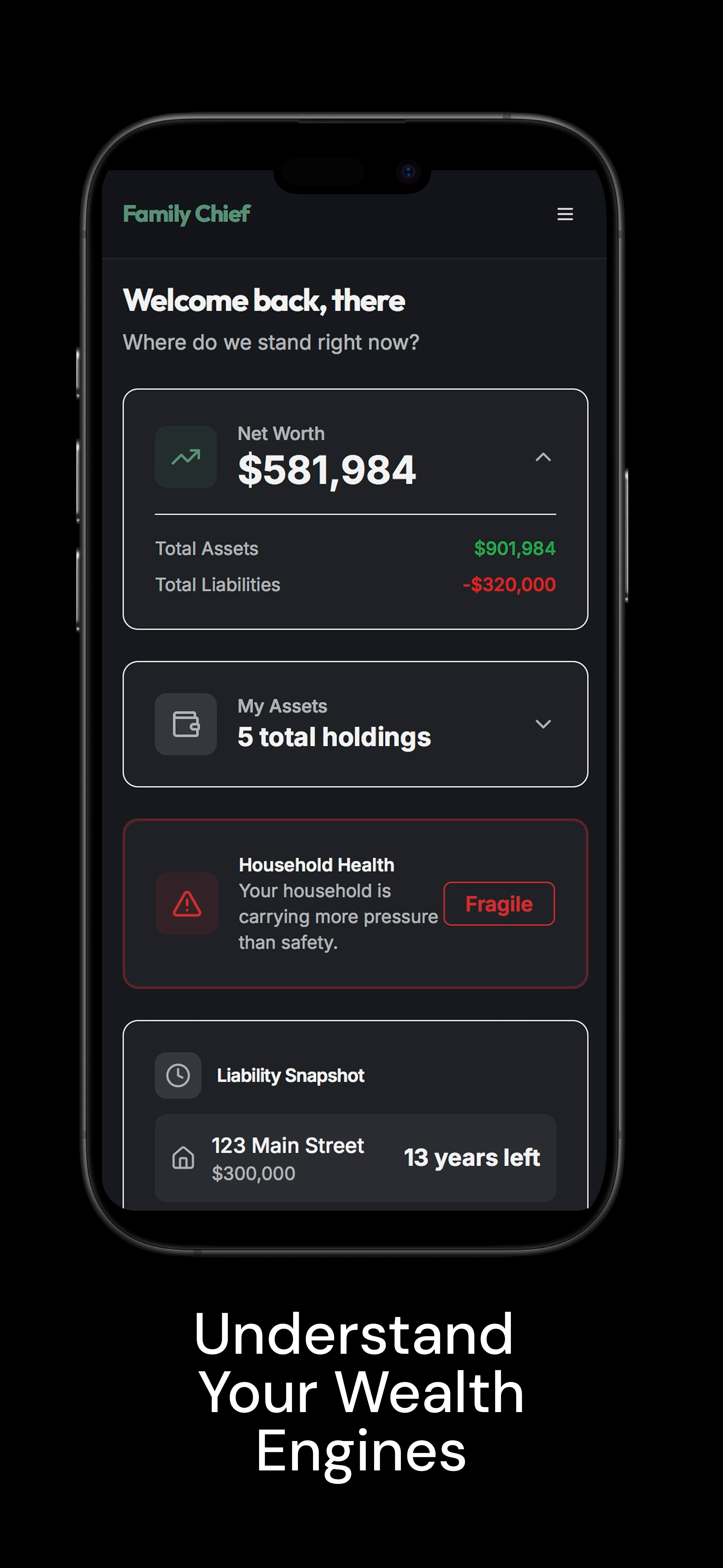 Family Chief Dashboard - Net worth and asset overview